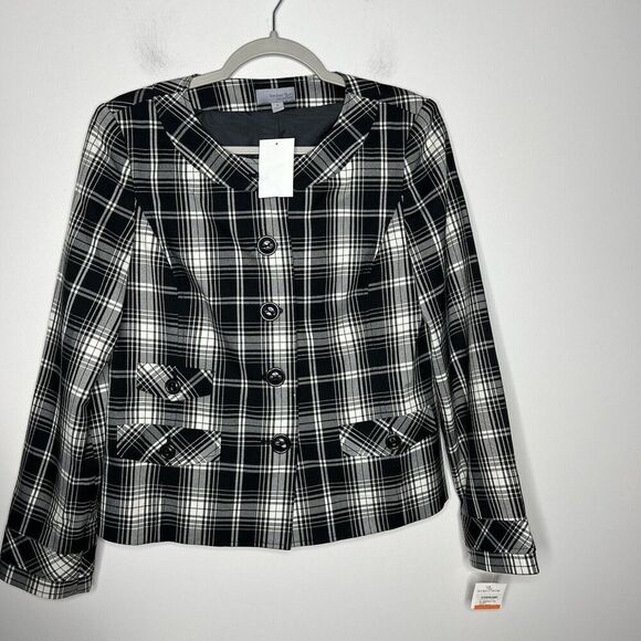 Amber Sun Blazer Womens Small Plaid Button Up Preppy Academia - Picture 5 of 11